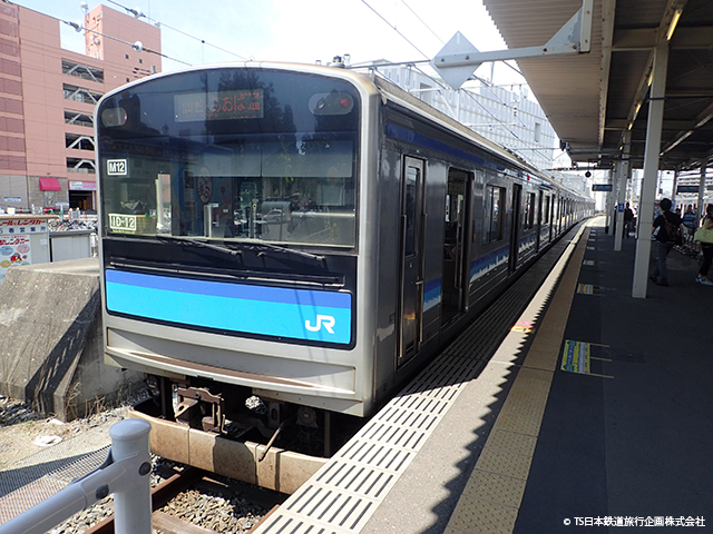 Senseki Line 205-3100 series train at Ishinomaki in 2017